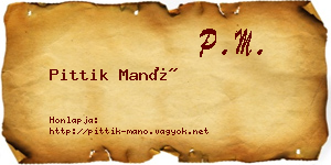 Pittik Manó névjegykártya